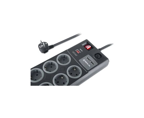 Сетевой фильтр питания REAL-EL RS-8F USB CHARGE 3m, black (EL122300004), изображение 10 Сетевой фильтр питания REAL-EL RS-8F USB CHARGE 3m, black (EL122300004), изображение 10