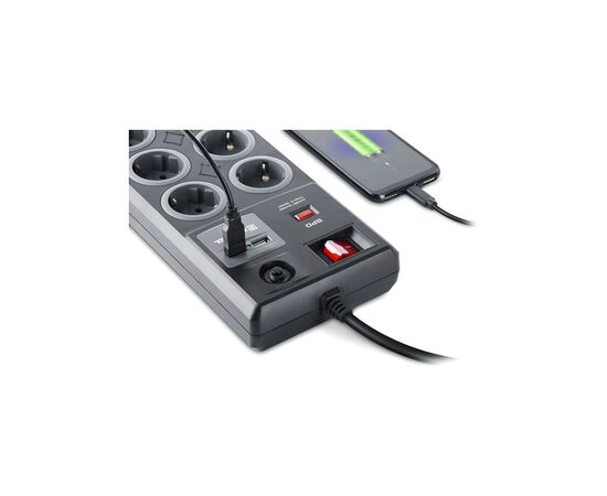 Сетевой фильтр питания REAL-EL RS-8F USB CHARGE 3m, black (EL122300004), изображение 5 Сетевой фильтр питания REAL-EL RS-8F USB CHARGE 3m, black (EL122300004), изображение 5