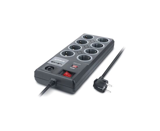 Сетевой фильтр питания REAL-EL RS-8F USB CHARGE 3m, black (EL122300004), изображение 9 Сетевой фильтр питания REAL-EL RS-8F USB CHARGE 3m, black (EL122300004), изображение 9