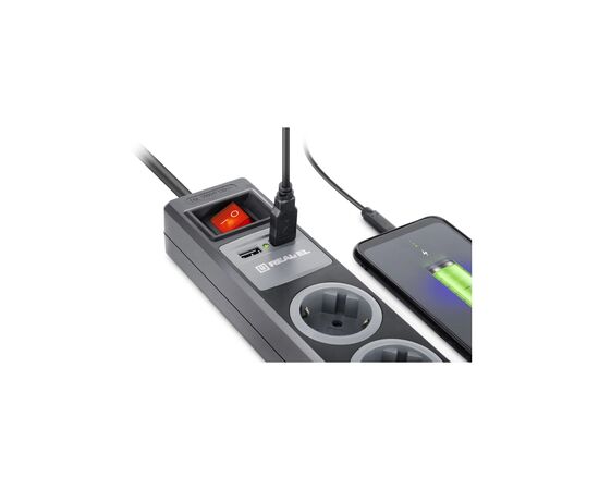 Мережевий подовжувач REAL-EL RS-3 USB CHARGE 1.8m, black (EL122500001), зображення 6 Мережевий подовжувач REAL-EL RS-3 USB CHARGE 1.8m, black (EL122500001), зображення 6
