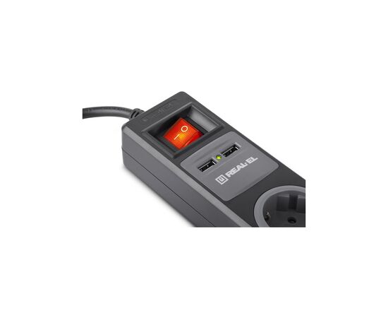 Мережевий подовжувач REAL-EL RS-3 USB CHARGE 1.8m, black (EL122500001), зображення 7 Мережевий подовжувач REAL-EL RS-3 USB CHARGE 1.8m, black (EL122500001), зображення 7