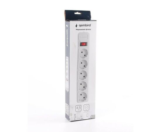Сетевой фильтр питания Gembird SPG5-G-10MG, изображение 2 Сетевой фильтр питания Gembird SPG5-G-10MG, изображение 2