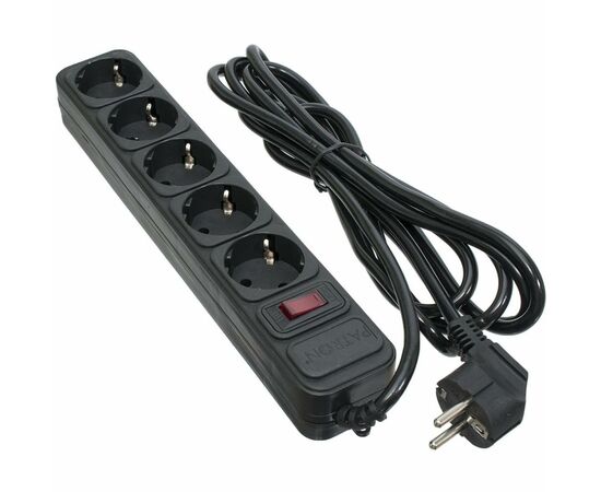 Сетевой фильтр питания Patron 3.0 m3*1mm2 (SP-1053) 5 розеток BLACK (EXT-PN-SP-1053)