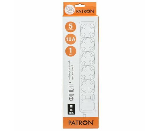 Сетевой фильтр питания Patron 1 m3*1mm2 (SP-1053U) 5 розеток BLACK (EXT-PN-SP-1053U), изображение 2 Сетевой фильтр питания Patron 1 m3*1mm2 (SP-1053U) 5 розеток BLACK (EXT-PN-SP-1053U), изображение 2
