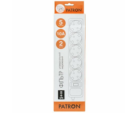 Мережевий фільтр живлення Patron 2 m3*1mm2 (SP-1055U) 5 розеток BLACK (EXT-PN-SP-1055U), зображення 2 Мережевий фільтр живлення Patron 2 m3*1mm2 (SP-1055U) 5 розеток BLACK (EXT-PN-SP-1055U), зображення 2