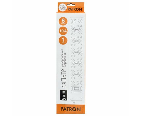 Мережевий фільтр живлення Patron 1 m3*1mm2 (SP-1063U) 6 розеток BLACK (EXT-PN-SP-1063U), зображення 2 Мережевий фільтр живлення Patron 1 m3*1mm2 (SP-1063U) 6 розеток BLACK (EXT-PN-SP-1063U), зображення 2