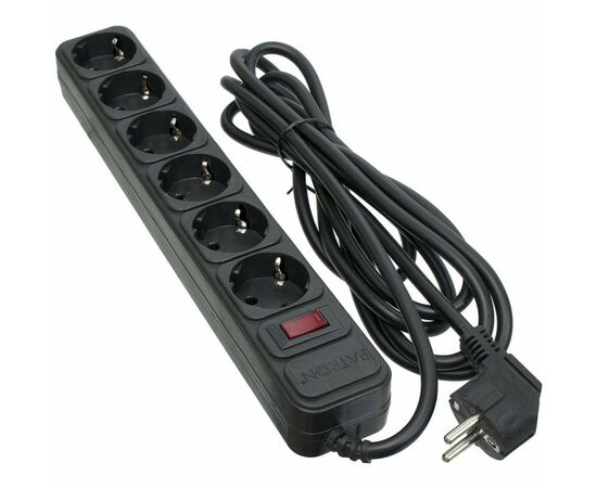 Сетевой фильтр питания Patron 3.0 m3*1.5mm2 (SP-1663) 6 розеток BLACK (EXT-PN-SP-1663)