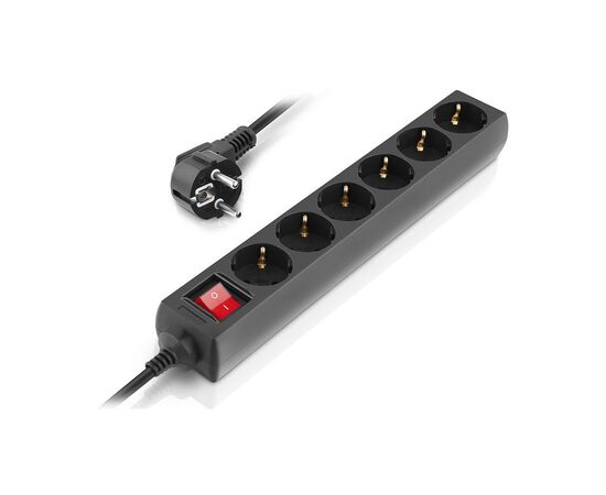 Сетевой фильтр питания REAL-EL RS-6 Protect M 5m, black (EL122300036), изображение 6 Сетевой фильтр питания REAL-EL RS-6 Protect M 5m, black (EL122300036), изображение 6