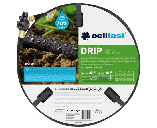 Шланг для поливу Cellfast DRIP для крапельного поливу, 1/2", 7.5м (19-001)