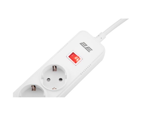 Сетевой фильтр питания 2E 5XSchuko, 3G*1.5мм, 3*USB-A, 2м, white (2E-SP515M2USBWH), изображение 4 Сетевой фильтр питания 2E 5XSchuko, 3G*1.5мм, 3*USB-A, 2м, white (2E-SP515M2USBWH), изображение 4