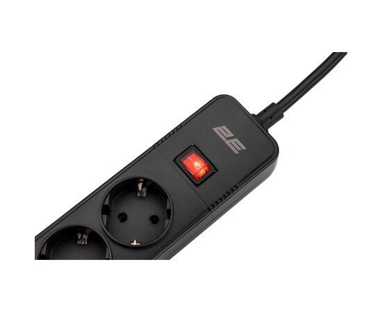 Сетевой фильтр питания 2E 5XSchuko, 3G*1.5мм, 3*USB-A, 2м, black (2E-SP515M2USBBK), изображение 4 Сетевой фильтр питания 2E 5XSchuko, 3G*1.5мм, 3*USB-A, 2м, black (2E-SP515M2USBBK), изображение 4