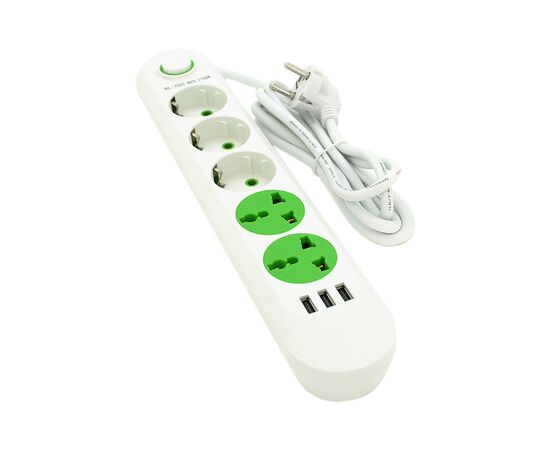 Сетевой фильтр питания Voltronic F02U, 3роз EU + 2роз Universal, 3*USB White (F02U-White)