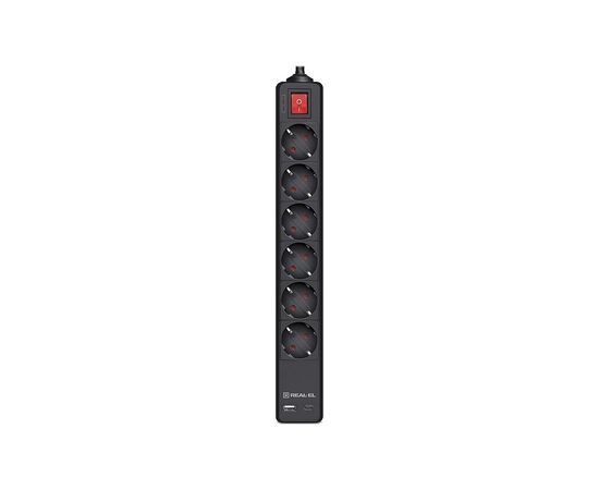 Сетевой фильтр питания REAL-EL RS-PROTECT 605 3m, black (EL122300041)