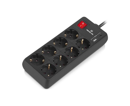 Сетевой удлинитель REAL-EL RS-PROTECT 805 3m, black (EL122300043), изображение 4 Сетевой удлинитель REAL-EL RS-PROTECT 805 3m, black (EL122300043), изображение 4