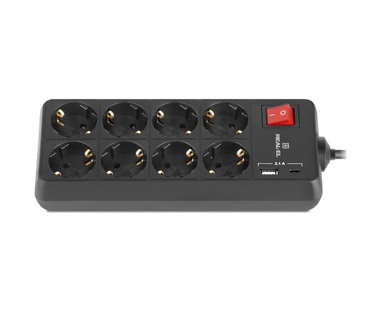 Сетевой удлинитель REAL-EL RS-PROTECT 805 3m, black (EL122300043), изображение 5 Сетевой удлинитель REAL-EL RS-PROTECT 805 3m, black (EL122300043), изображение 5