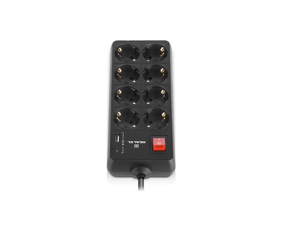 Сетевой удлинитель REAL-EL RS-PROTECT 805 3m, black (EL122300043), изображение 6 Сетевой удлинитель REAL-EL RS-PROTECT 805 3m, black (EL122300043), изображение 6