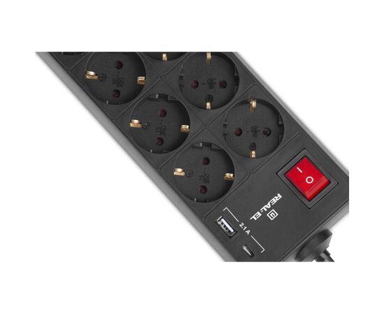 Сетевой удлинитель REAL-EL RS-PROTECT 805 3m, black (EL122300043), изображение 7 Сетевой удлинитель REAL-EL RS-PROTECT 805 3m, black (EL122300043), изображение 7
