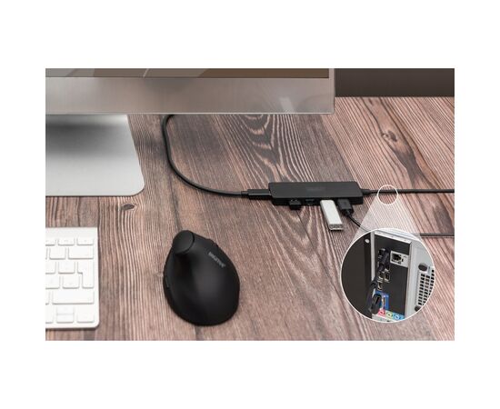 Концентратор Digitus USB-A and USB-C to 4xUSB 1x USB-C 1.2m Black (DA-70236), изображение 2 Концентратор Digitus USB-A and USB-C to 4xUSB 1x USB-C 1.2m Black (DA-70236), изображение 2