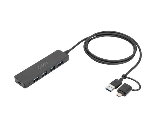 Концентратор Digitus USB-A and USB-C to 4xUSB 1x USB-C 1.2m Black (DA-70236)