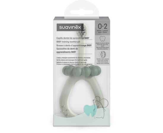 Детская зубная щетка Suavinex STAGE 1 з масажером від 0 до 2 років, зелена (403011), изображение 3