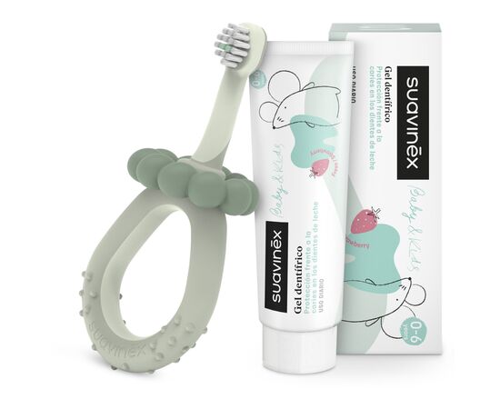 Детская зубная щетка Suavinex STAGE 1 з масажером від 0 до 2 років, зелена (403011), изображение 4