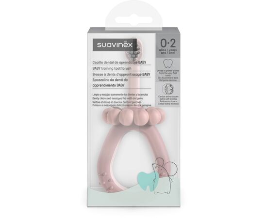 Детская зубная щетка Suavinex STAGE 1 з масажером від 0 до 2 років, рожева (403013), изображение 3