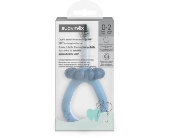 Детская зубная щетка Suavinex STAGE 1 з масажером від 0 до 2 років, синя (403012), изображение 3