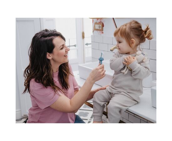 Детская зубная щетка Suavinex STAGE 1 з масажером від 0 до 2 років, синя (403012), изображение 4