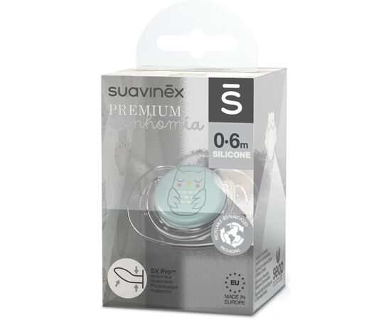 Пустушка Suavinex Bonhomia анотомічна, 0-6 місяців, зелена (307763), зображення 3