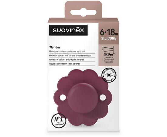 Пустышка Suavinex Wonder фізіологічна, 6-18 місяців, бордова (308389), изображение 3