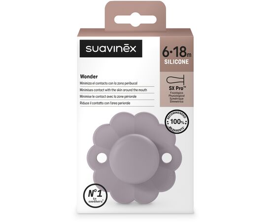 Пустышка Suavinex Wonder фізіологічна, 6-18 місяців, світло-фіолет (308391), изображение 3