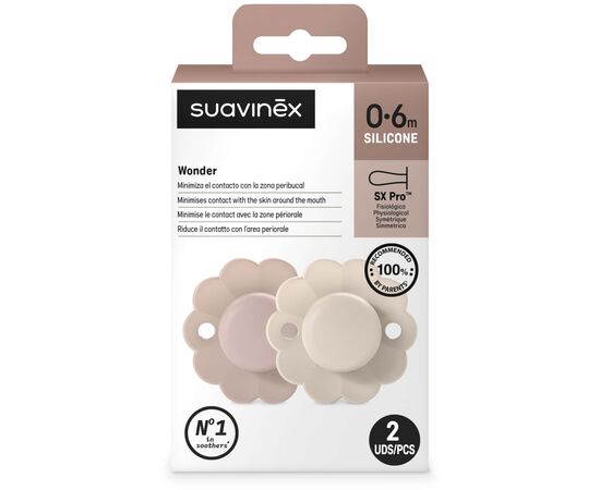 Пустышка Suavinex Wonder фізіологічна 2 шт, 0-6 місяців, світло-рожева та нюдова (308400), изображение 6