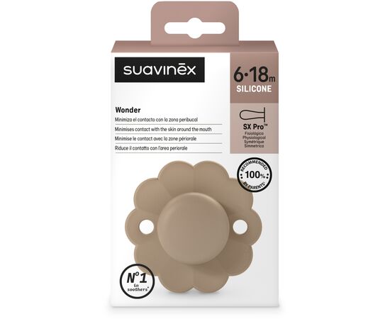 Пустышка Suavinex Wonder фізіологічна, 6-18 місяців, бежева (308384), изображение 3