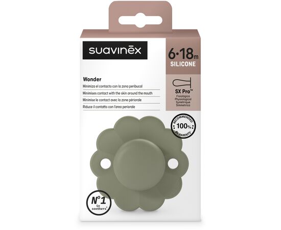 Пустышка Suavinex Wonder фізіологічна, 6-18 місяців, зелена (308392), изображение 3