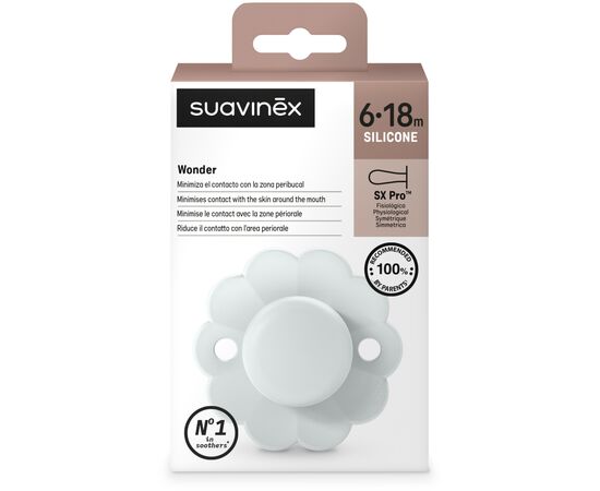 Пустышка Suavinex Wonder фізіологічна, 6-18 місяців, світло-блакит (308387), изображение 3
