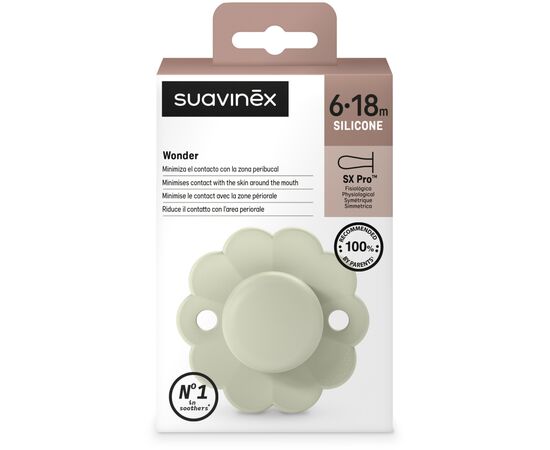 Пустышка Suavinex Wonder фізіологічна, 6-18 місяців, світло-зелена (308386), изображение 3