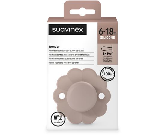 Пустышка Suavinex Wonder фізіологічна, 6-18 місяців, світло-рожева (308390), изображение 3