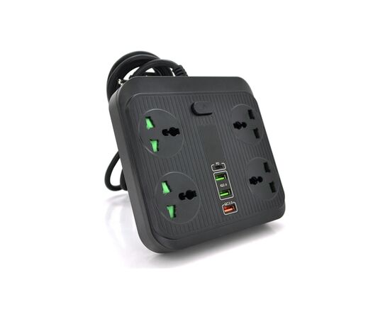 Сетевой фильтр питания Voltronic TВ-Т18, 4роз, 2*USB+PD Black (OS-Т18-Black)