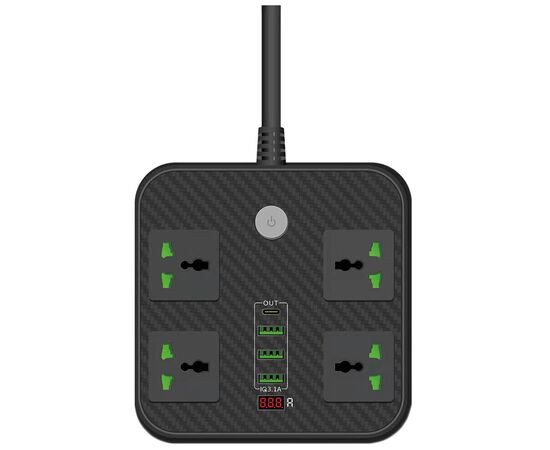 Сетевой фильтр питания Voltronic TВ-Т90, 4роз, 3*USB Black (ТВ-Т90-Black)