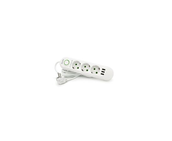 Сетевой фильтр питания Voltronic F03U, 3роз EU, 3*USB White (F03U-White), изображение 2 Сетевой фильтр питания Voltronic F03U, 3роз EU, 3*USB White (F03U-White), изображение 2