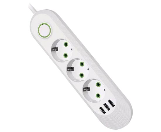 Сетевой фильтр питания Voltronic F03U, 3роз EU, 3*USB White (F03U-White)