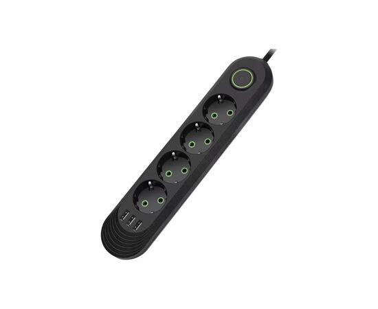 Сетевой фильтр питания Voltronic F04U, 4роз EU, 3*USB Black (F04U-Black), изображение 2 Сетевой фильтр питания Voltronic F04U, 4роз EU, 3*USB Black (F04U-Black), изображение 2