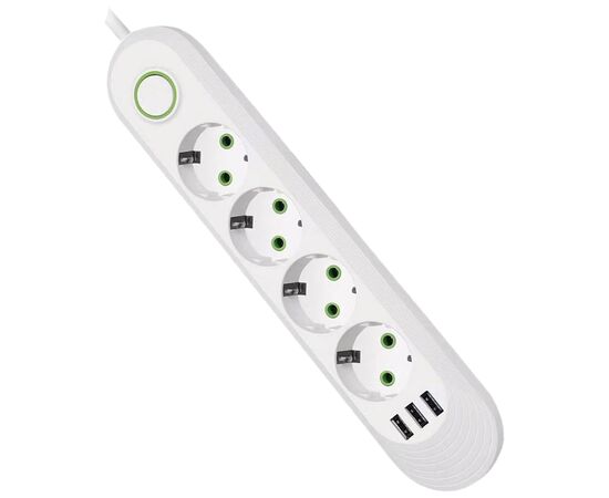 Сетевой фильтр питания Voltronic F04U, 4роз EU, 3*USB White (F04U-White)