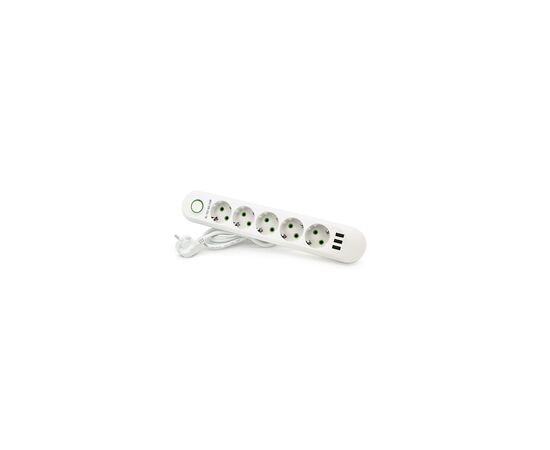 Сетевой фильтр питания Voltronic F05U, 5роз EU, 3*USB White (F05U-White), изображение 2 Сетевой фильтр питания Voltronic F05U, 5роз EU, 3*USB White (F05U-White), изображение 2