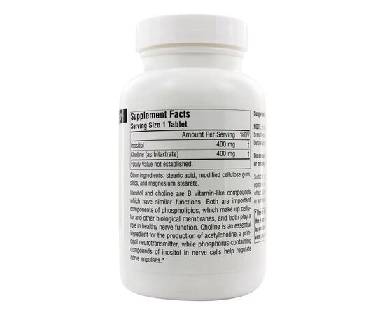 Витаминно-минеральный комплекс Source Naturals Инозитол (В8) & Холин (В4), 800 мг, 100 таблеток (SNS-00492), изображение 2 Витаминно-минеральный комплекс Source Naturals Инозитол (В8) & Холин (В4), 800 мг, 100 таблеток (SNS-00492), изображение 2