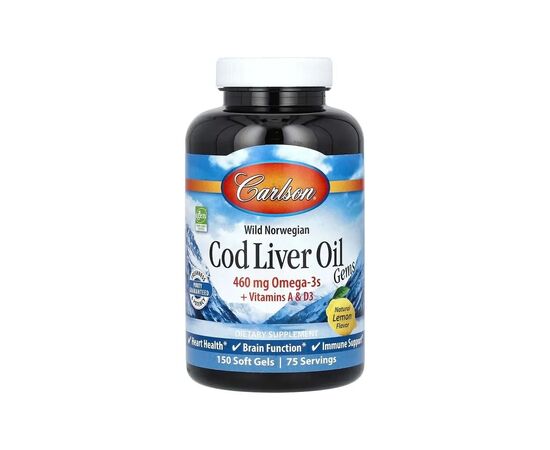 Жирные кислоты Carlson Жир печени норвежской трески, вкус лимона, Wild Norwegian, Cod Li (CAR-01381)
