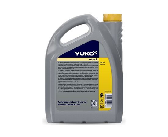 Трансмиссионное масло Yuko Нігрол - Л GL-1, SAE 140 5л (4820070240788), изображение 2 Трансмиссионное масло Yuko Нігрол - Л GL-1, SAE 140 5л (4820070240788), изображение 2