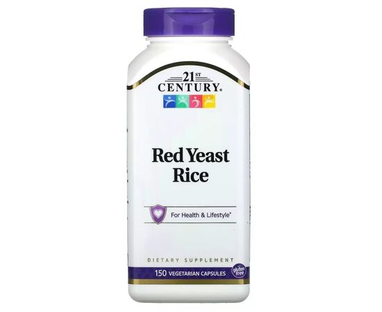 Трави 21st Century Червоний дріжджовий рис, Red Yeast Rice, 150 вегетаріанських капс. (CEN-22908)