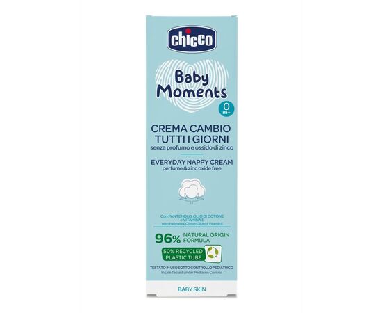 Детский крем Chicco Baby Moments захисний щоденний з патенолом під підгузок 100 мл (11641.00), изображение 2 Детский крем Chicco Baby Moments захисний щоденний з патенолом під підгузок 100 мл (11641.00), изображение 2