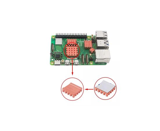 Радиатор охлаждения для Микро ПК KUONGSHUN Комплект для Raspberry Pi 5, 5 шт. (RA805), изображение 6 Радиатор охлаждения для Микро ПК KUONGSHUN Комплект для Raspberry Pi 5, 5 шт. (RA805), изображение 6